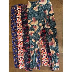Lot of 4 Lularoe Leggings Womens OS One Size (sz 2-8) Colorful Buttery Soft